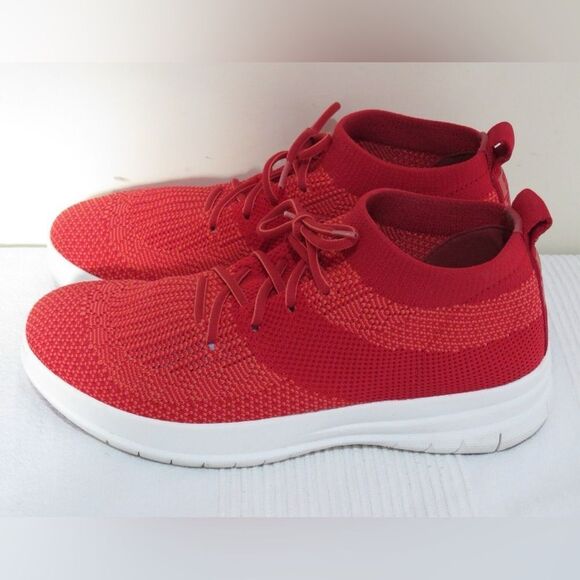 FitFlop | UBERKNIT Red HI-TOP Slip On Lace Up Sneakers | 7 - Picture 2 of 8